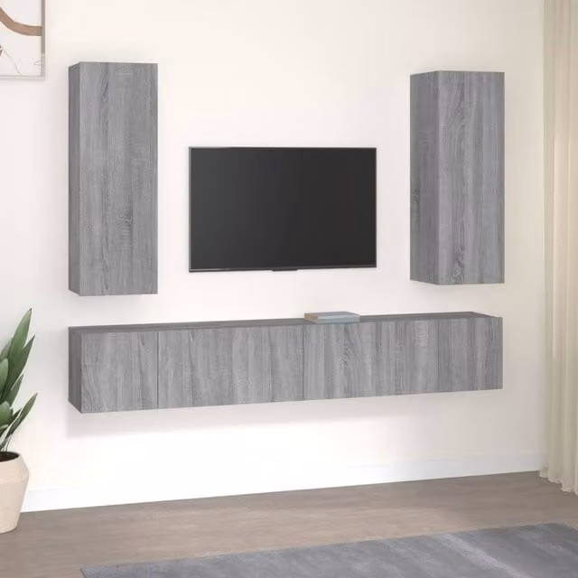 Berkfield Home 5 Piece TV Cabinet Set in Grey Sonoma Matt Engineered Wood – 1