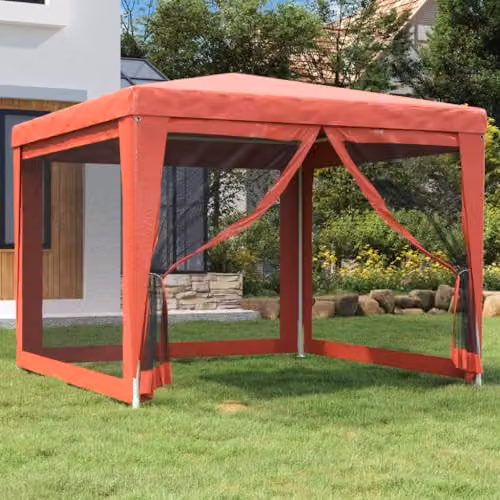 vidaXL Party Tent in Red with 4 Mesh Sidewalls, W 300 x D 300 x H 246 cm – 2