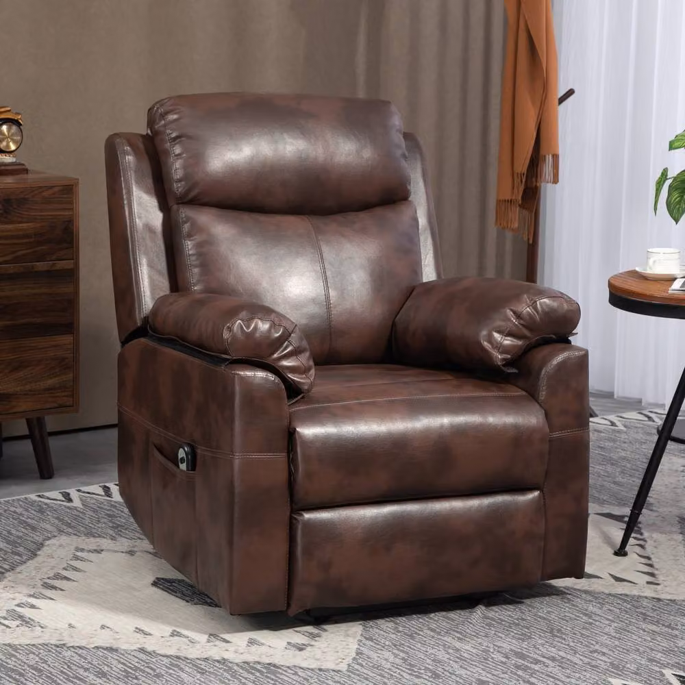 STILVORA Brown Faux Leather Recliner Chair with Electric Lift Assist – 8