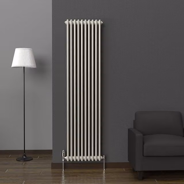 Lux Heat Vertical Coloured Column Radiator in Dune Grey, H 180 cm x W 47 cm