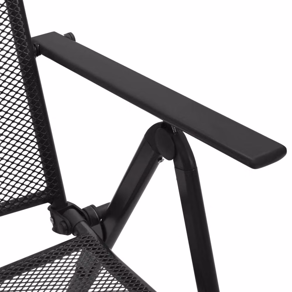 Berkfield Home 5-Piece Reclining Garden Chair Set in Anthracite and Black Powder-coated Steel – 4