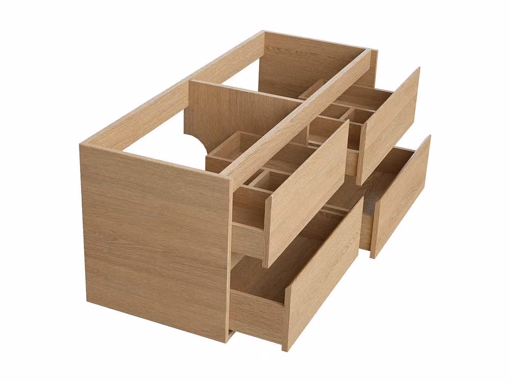 Vente-unique MILIPAM Suspended Vanity Unit in Light Oak Veneer, W/D/H: 120 x 45 x 50 cm – 2