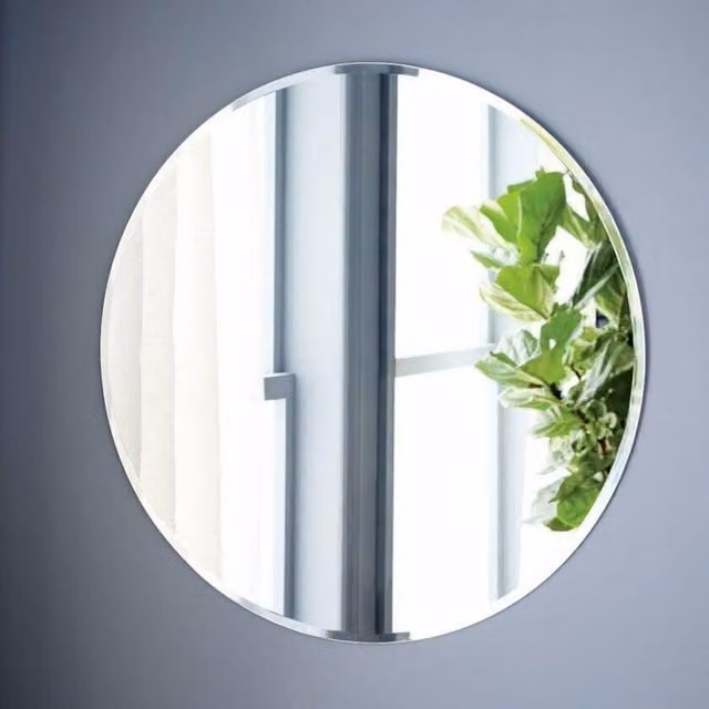 DEENZ Frameless Round Minimalist Wall Mounted Glass Mirror, Silver, Diameter: 60 cm
