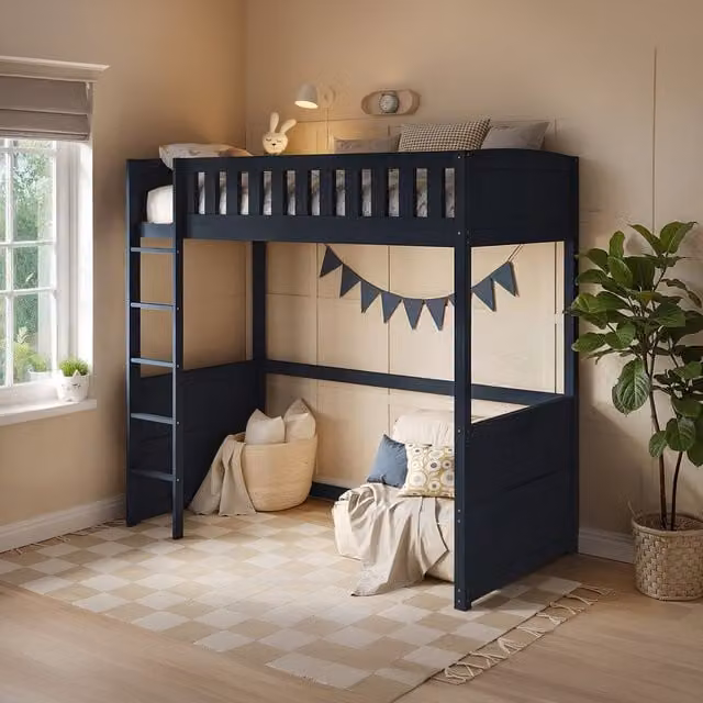 Flair Bea High Sleeper Single Bed in Blue Solid Wood