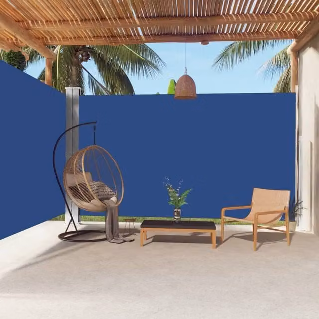 Berkfield Home Retractable Side Awning in Blue, W/H: 600 x 220 cm