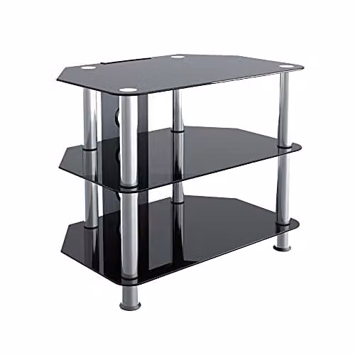 AVF Black and Silver Glossy Glass TV Stand with Metal Frame, 60 cm – 1