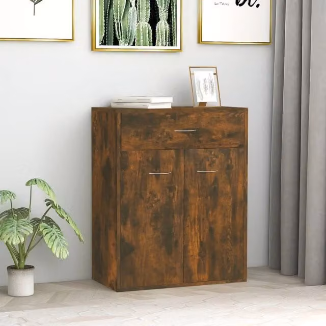 Berkfield Home Smoked Oak Sideboard in Brown, W/D/H: 60 x 30 x 75 cm