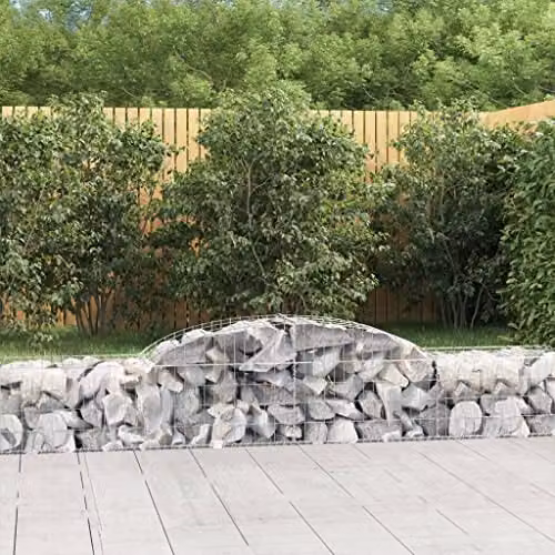 vidaXL Arched Gabion Baskets, 9 Piece Set, Silver Galvanised Steel, W: 300 cm, D: 50 cm, H: 40/60 cm – 2