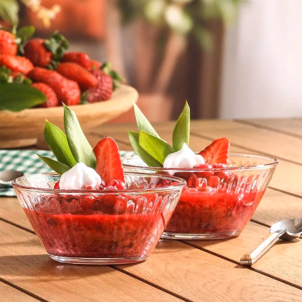 LAV Hestia Geometric Glass Dessert and Snack Bowls, Clear, Pack of 6, Diameter: 10.5 cm – 2