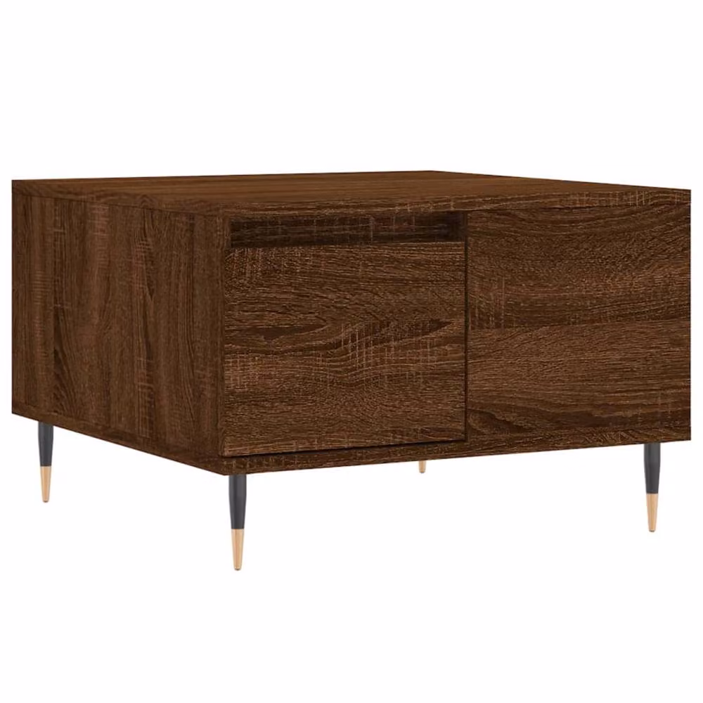 Berkfield Home Modern Square Coffee Table in Brown Oak, W/D/H: 55 x 55 x 36.5 cm – 2