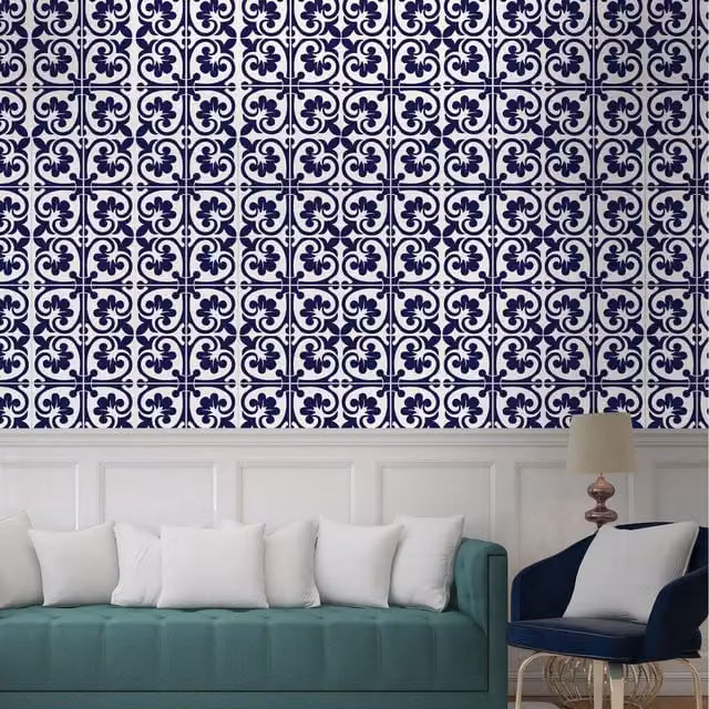 Walplus Wall Tile Stickers, Dark Blue, 24 Pack, 15 x 15 cm