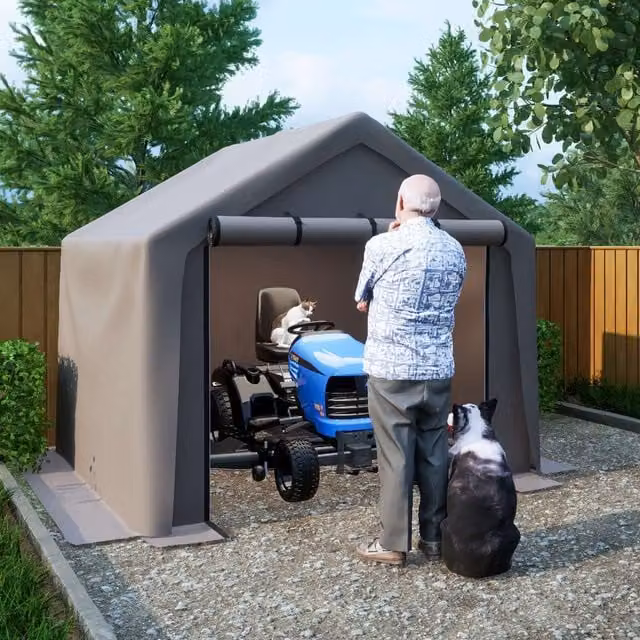 BIRCHTREE Outdoor Storage Tent in Dark Grey, 243.84 x 243.84 cm