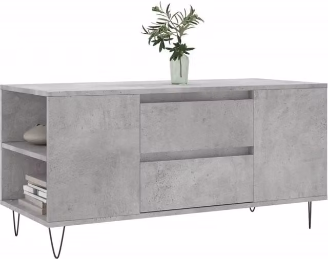 Berkfield Home Modern Rectangular Coffee Table in Grey with X-Frame Metal Legs, W: 102 cm, D: 44.5 cm, H: 50 cm