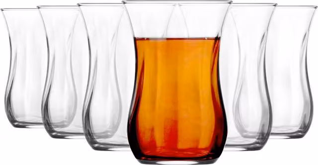 LAV Klasik Dimpled Glass Tea Cup Set, 6 Pack, 115ml, Clear – 1