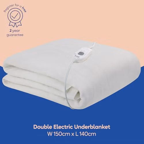 Russell Hobbs RHEDB6002 White Double Fitted Electric Underblanket with 3 Heat Settings, W/D/H: 140 x 150 cm – 2