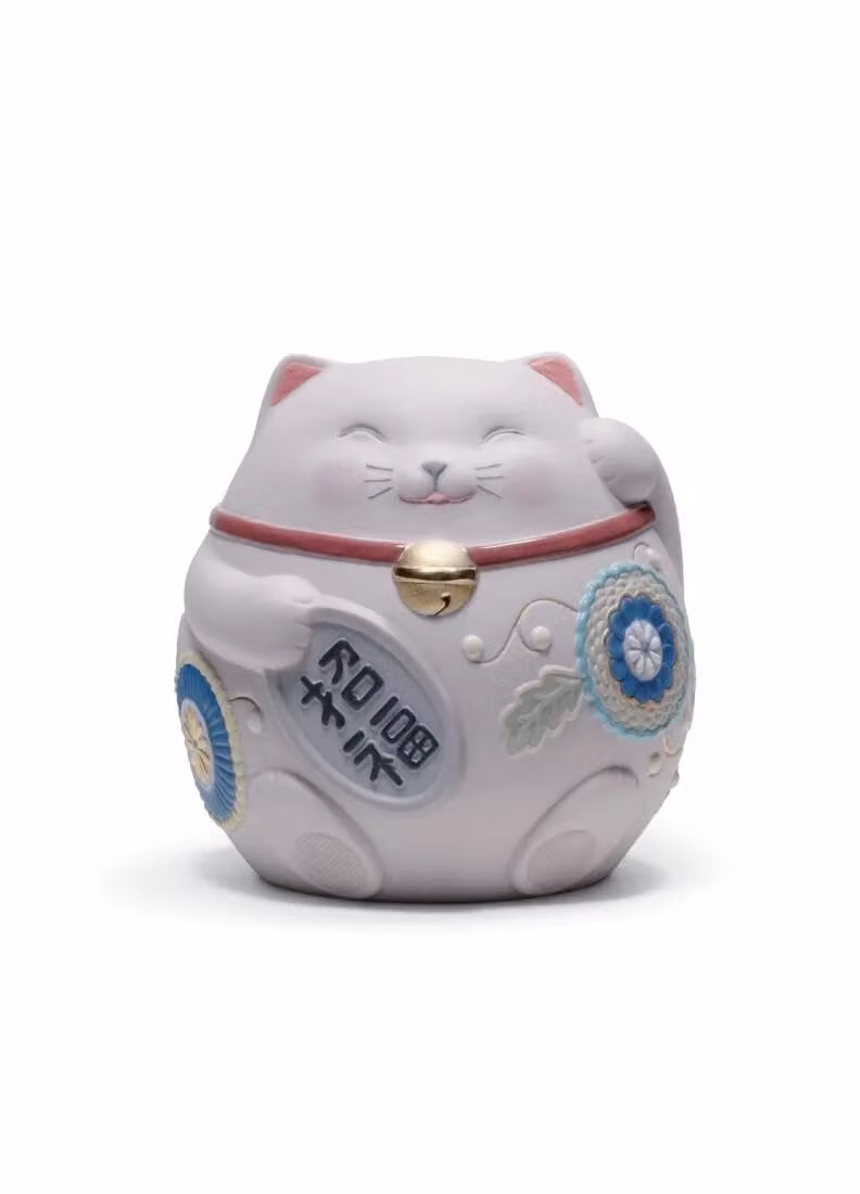 Lladró Maneki Neko III White Porcelain Figurine
