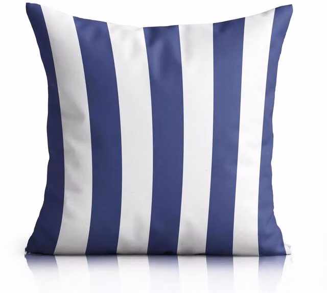 Livinluxury Maritime Square Outdoor Water-repellent Cushion in Blue and White