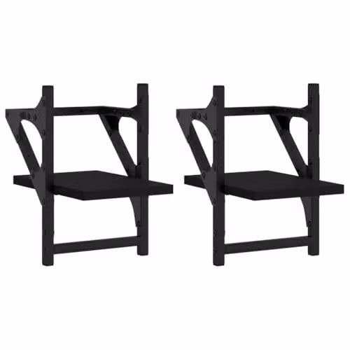 vidaXL Set of 2 Wall-Mounted Shelves with Bars in Black, W/D/H: 20 x 25 x 30 cm – 1