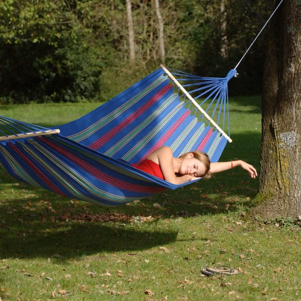 Amazonas Aruba Juniper Blue Spreader Bar Garden Hammock with Weather Resistant EllTex Fabric and 180kg Capacity – 2