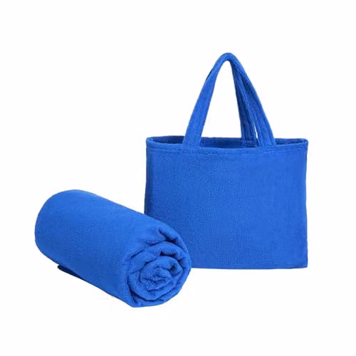 OHS Microfibre Quick-Dry Absorbent Beach Towel with Pocket in Cobalt Blue, W: 75 cm, L: 215 cm – 3