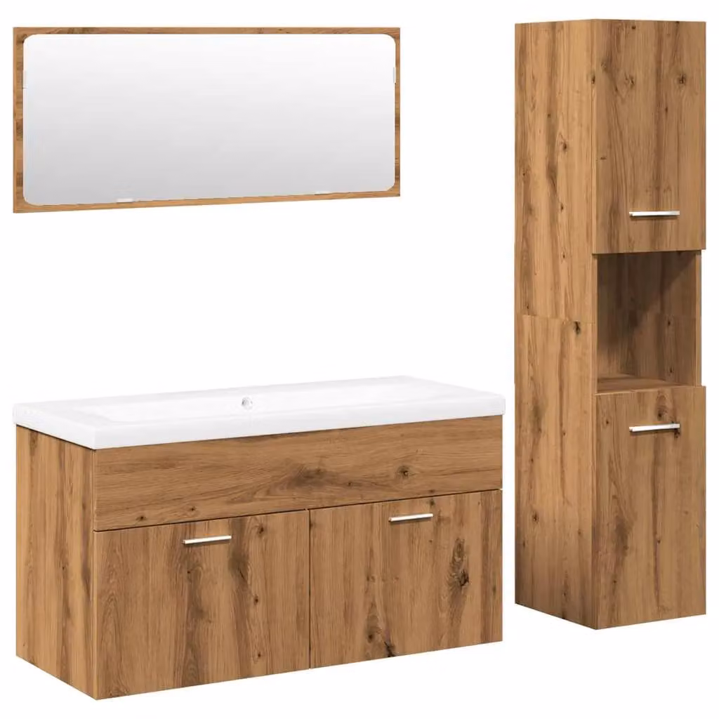 Berkfield Home 4 Piece Modern Bathroom Furniture Set in Artisan Oak Brown – 1