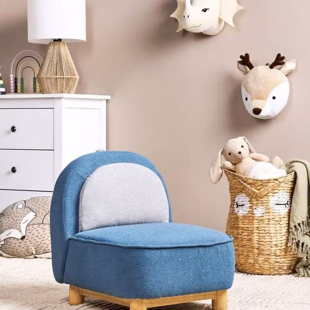 Wyld Haus Blue Triceratops Kids Chair with Polyester Upholstery and Rubberwood Legs, H 56 cm x W 50 cm x D 47 cm – 1