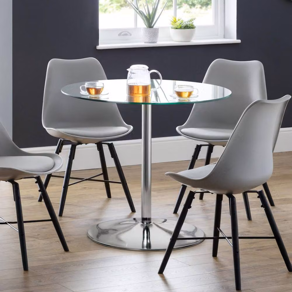 Cheshire Kudos Round Glass and Chrome Pedestal Dining Table, Diameter: 80 cm – 2