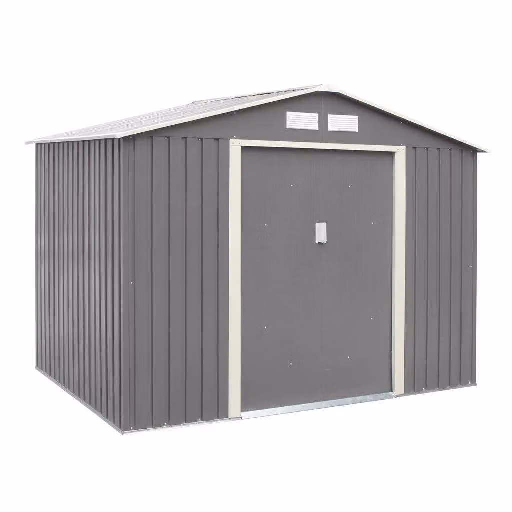 Cheshire Double Door Metal Apex Shed in Light Grey – 2