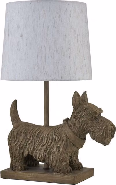 First Choice Lighting Bonnie Scottie Dog Table Lamp with Brown Fabric Shade
