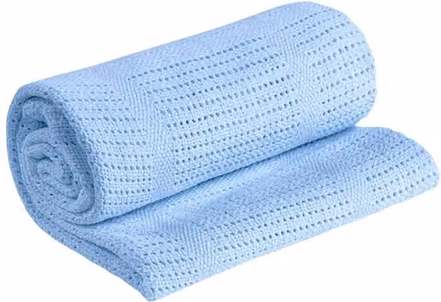 My Little World Blue Geometric Cotton Cellular Baby Blanket for Cot