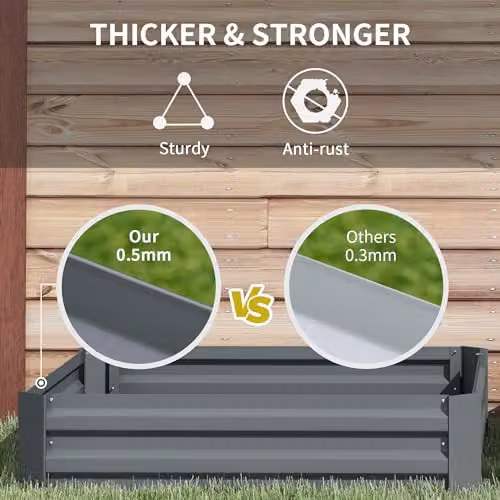 Outsunny Set of 2 Galvanised Steel Raised Garden Beds in Grey, W/D/H: 100 x 100 x 30 cm – 5