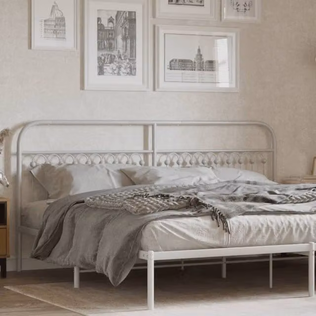 Berkfield Home Classic Metal Headboard in White, 200 cm – 1