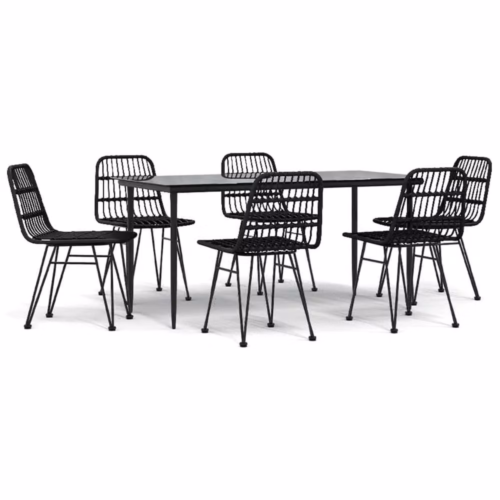 Berkfield Home Beautiful 7 Piece Black Poly Rattan Garden Dining Set – 3