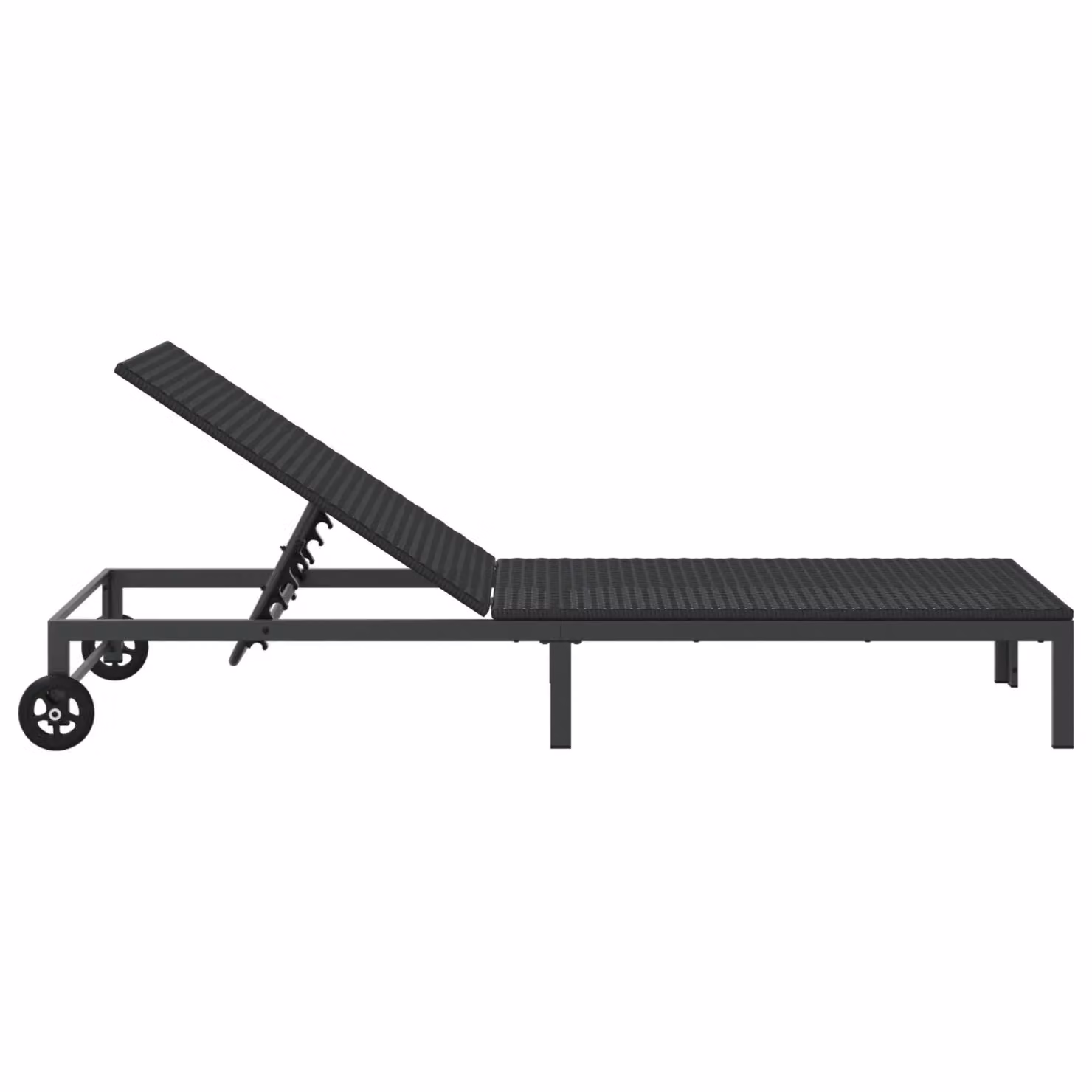 Berkfield Home Black Poly Rattan Sunbed with Wheels – 4