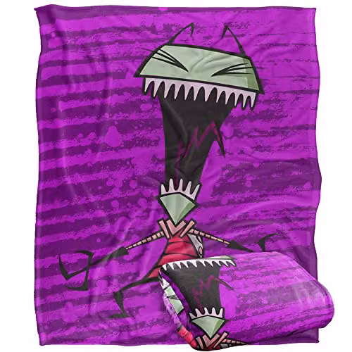 LOGOVISION Invader Zim Scream Silky Touch Super Soft Fleece Throw Blanket, White, W/D/H: 152 x 127 x 1 cm – 1