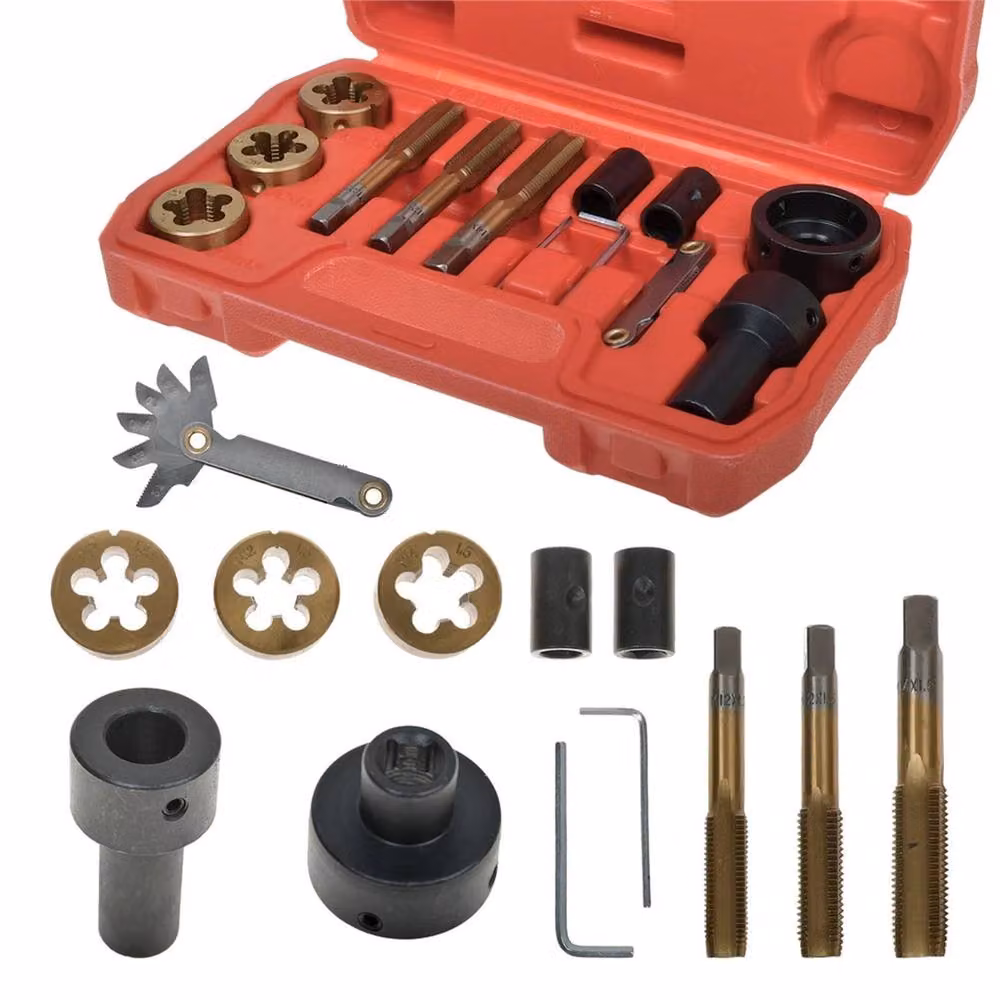 EONLION 13 Piece Metric Tap and Die Set for Wheel Stud and Nut Repair, Red – 3