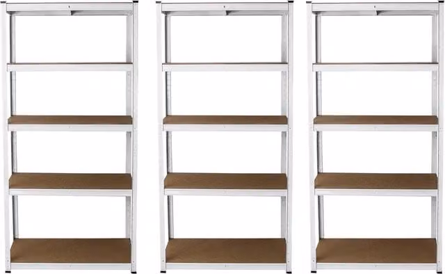 Monstershop 3 x E-Rax White Metal and MDF Racking Units with Adjustable Shelves – 1