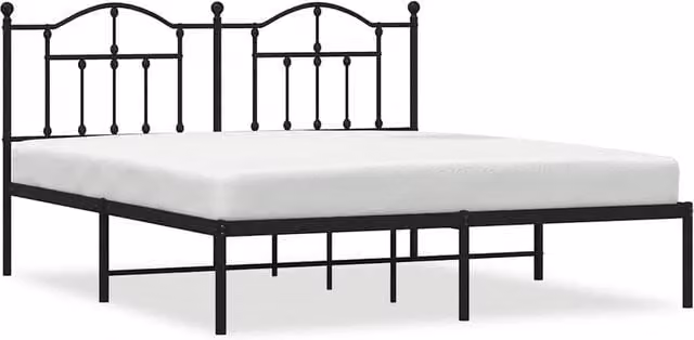 Berkfield Home Metal Bed Frame with Headboard in Black, W/D/H: 183 x 213 cm