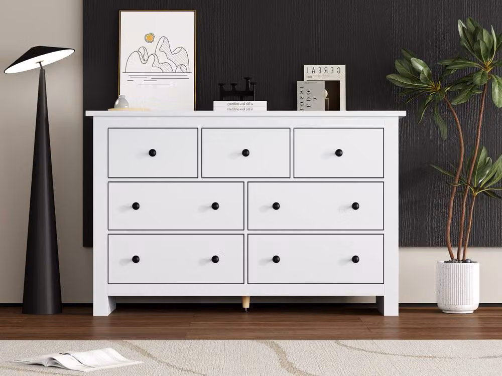 Merax White 7-Drawer Chest of Drawers and Large Sideboard Storage Cabinet – 5