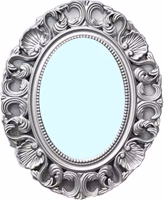George Home Oval Baroque Wall Mirror in Silver, W: 62 cm, H: 50 cm