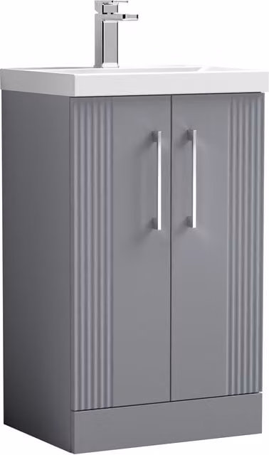 Balterley Floor Standing 2 Door Vanity Unit with Mid-Edge Basin, Satin Grey – 1
