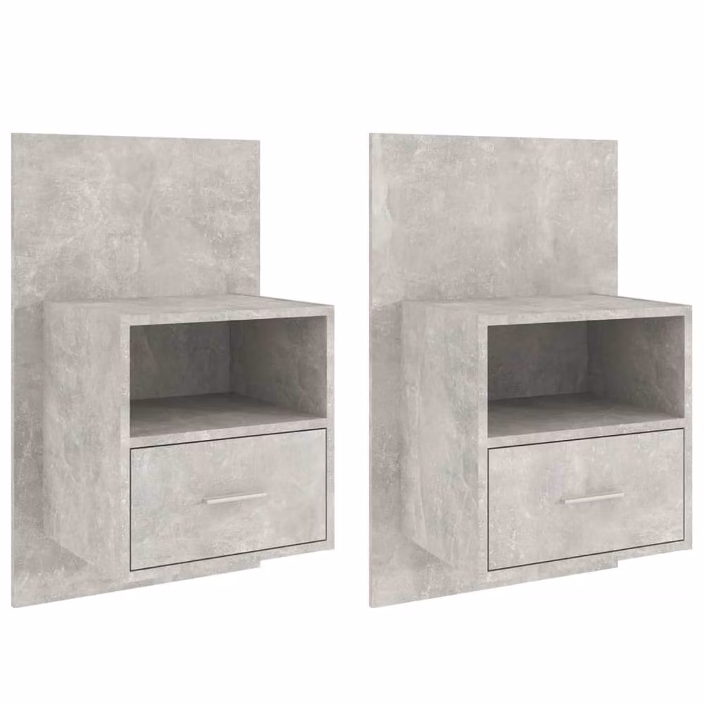 Berkfield Home Set of 2 Wall-mounted Bedside Cabinets, Concrete Grey, W/D/H: 38 x 32.5 x 31 cm – 3