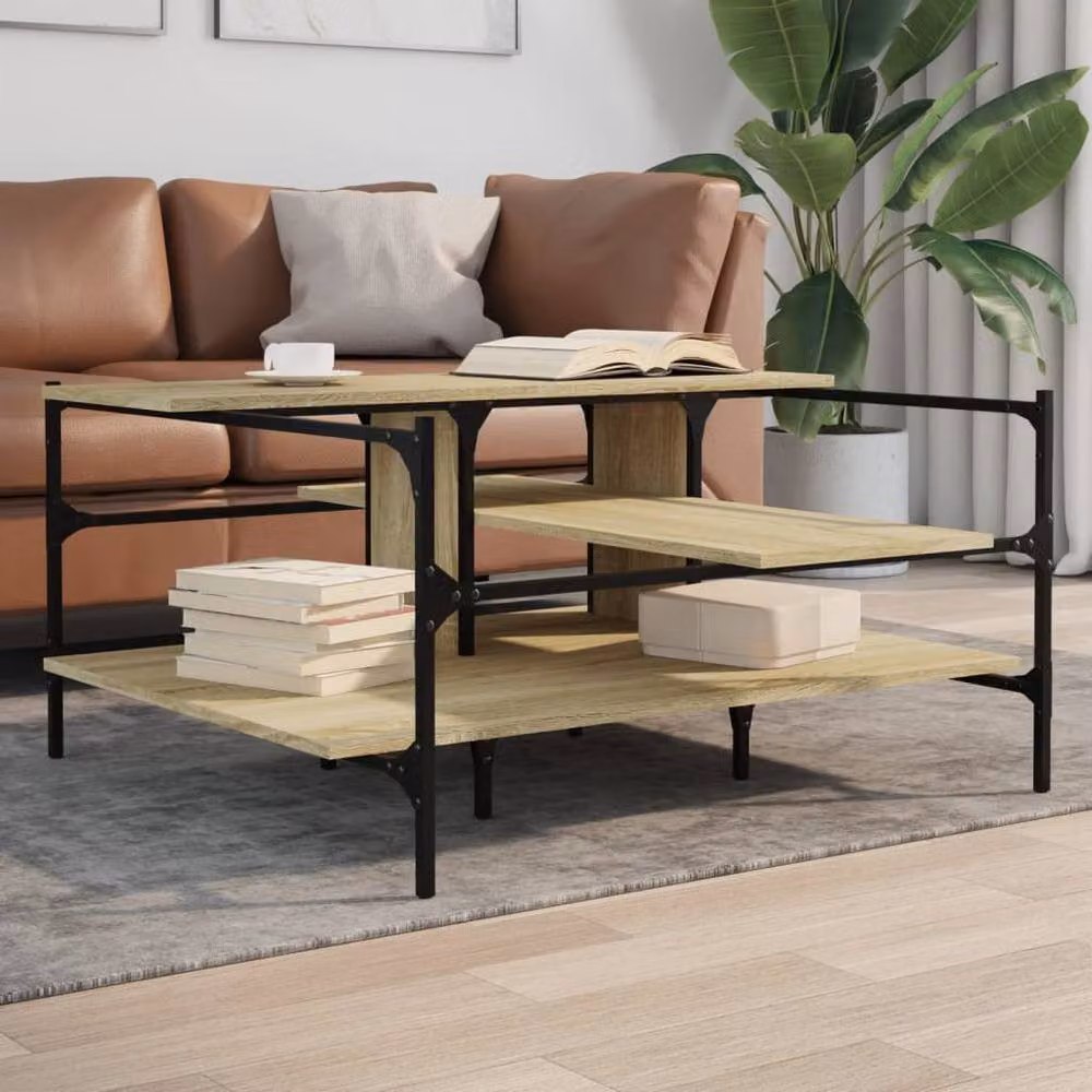 Berkfield Home Sonoma Oak Coffee Table, Light Oak, W/D/H: 100 x 100 x 48.5 cm – 2