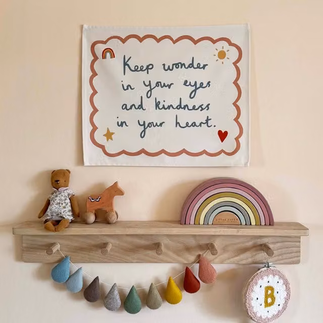 Kid of the Village Keep Wonder In Your Eyes Blue Textile Hanging Banner – 1