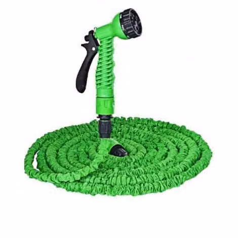 Groundlevel Super Expanding Garden Hose with 7 Dial Spray Gun, Green, 25 ft (7.62 m)