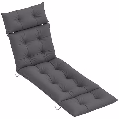 Outsunny Sun Lounger Cushion in Grey, Water-Repellent and UV-Resistant Polyester Foam, W/D/H: 190 x 56 x 10 cm