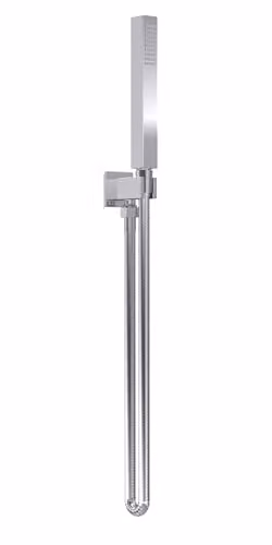 Hudson Reed A3264 Modern Bathroom Square Outlet Hand Held Shower Kit with Parking Bracket and Flex, Chrome, Length: 126.5 cm, Diameter: 3 cm