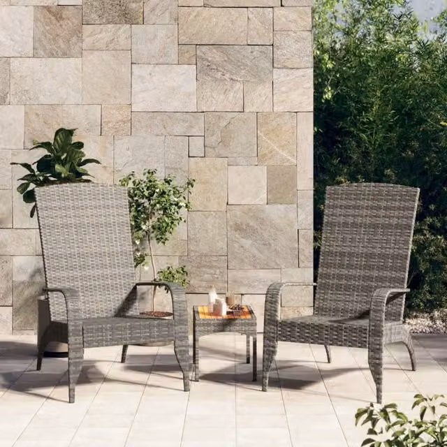 Berkfield Home Grey Poly Rattan Adirondack Garden Chair – 1