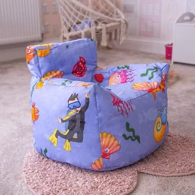 Marco Paul Graphic Childrens Armchair Beanbag Cover in Purple