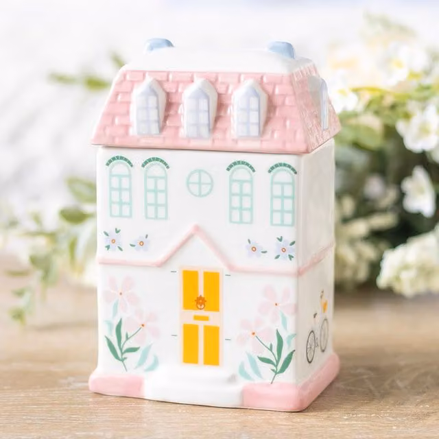 Gloriously Good Ceramic Pastel House Oil Aroma Burner and Wax Warmer in Pink, White and Multicolour